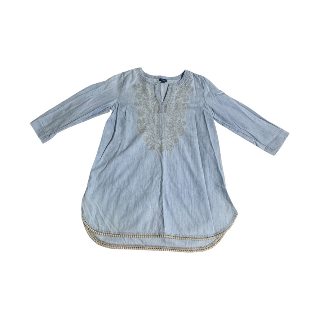J. Jill Soft Blue Embroidered Tunic